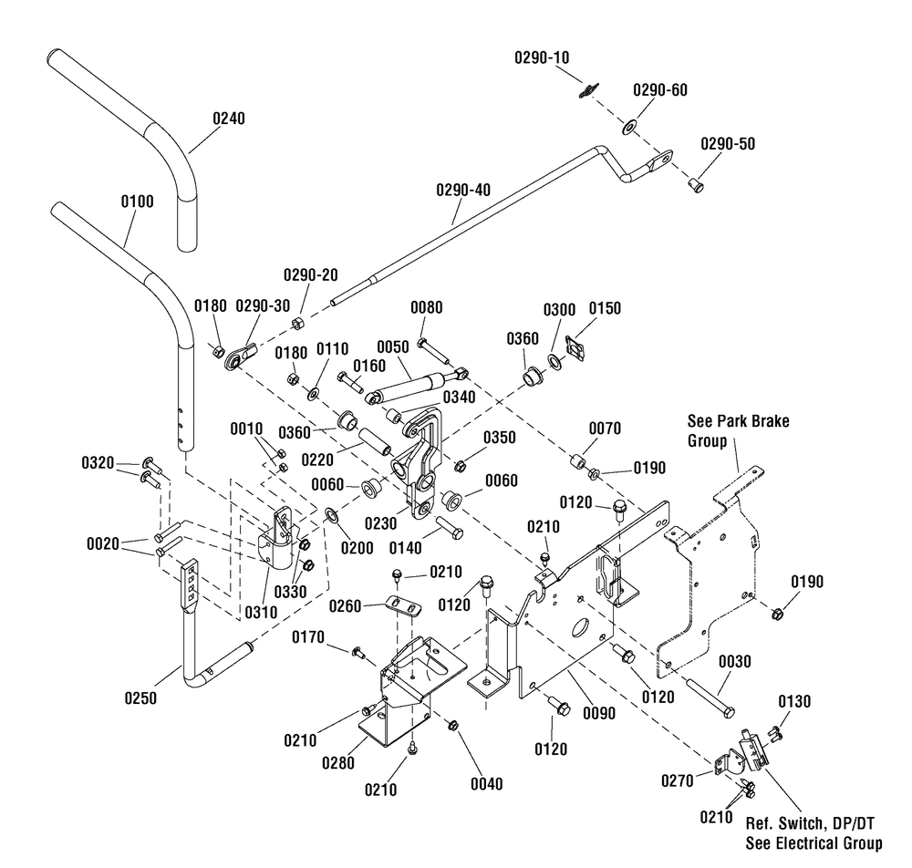 Control Group - Left Hand (7502144) Diagram and Parts List for 107280063-7800753A,ZTS7000 2011 Briggs and Stratton Lawn Tractor Accessories